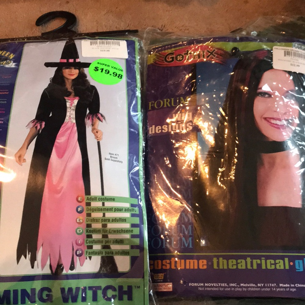 Pink witch and wig set